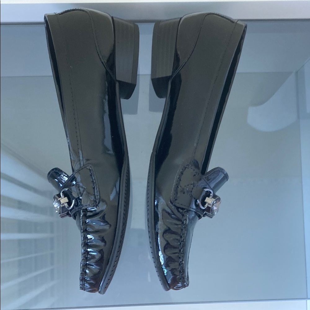 Ara Black Patent Leather Loafers with Silver Embellishments - Picture 4 of 6
